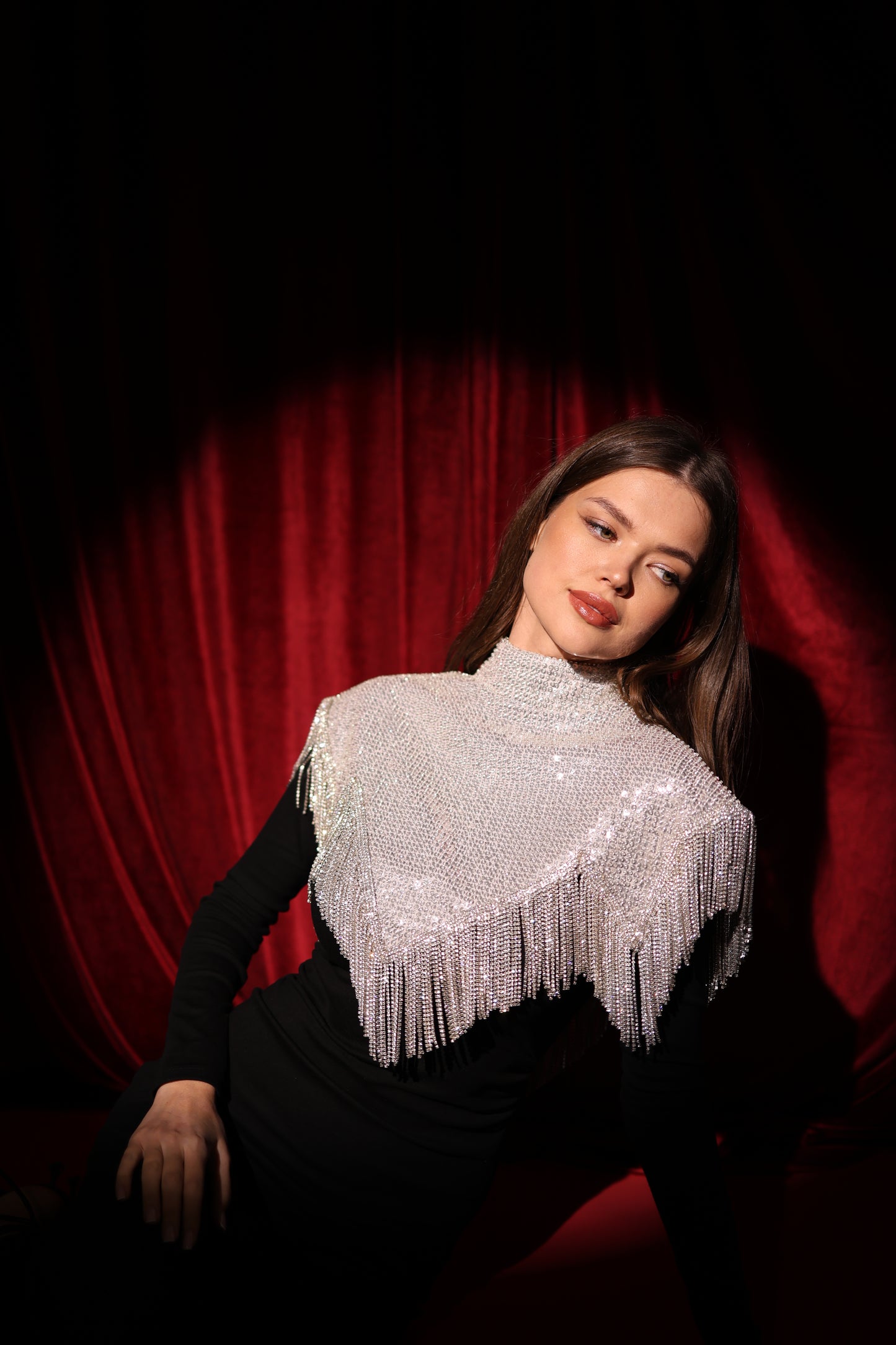 Silver Diamond -Dust Fringe Cape