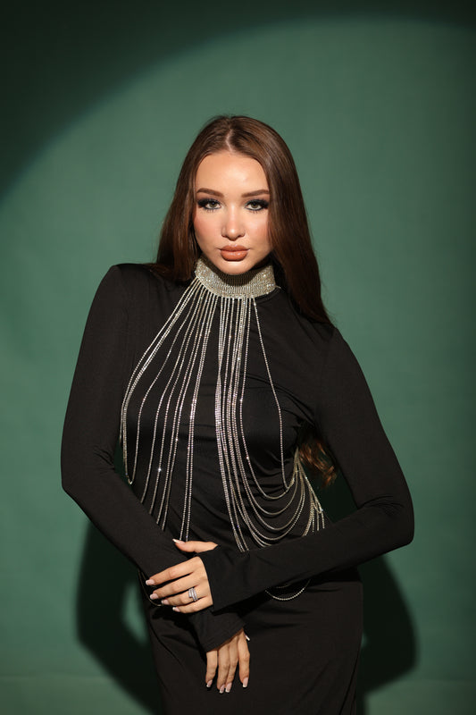 Silver choker body chain