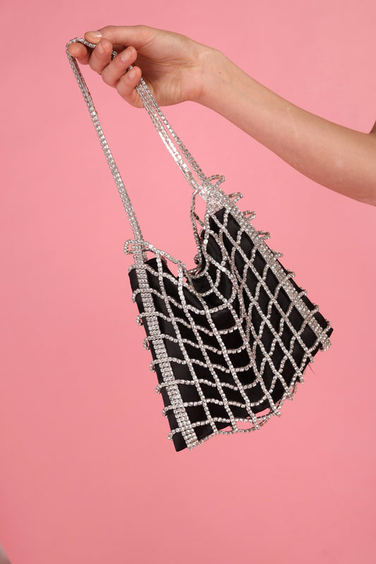 Rhinestone Lattice Evening Mini Bag