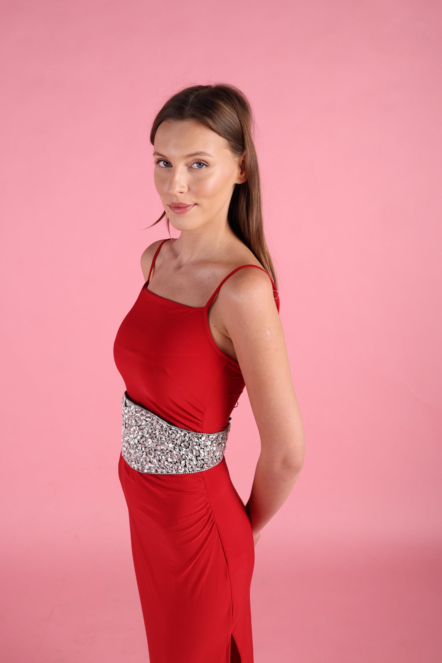 Wide Crystal Embellished Party Belt