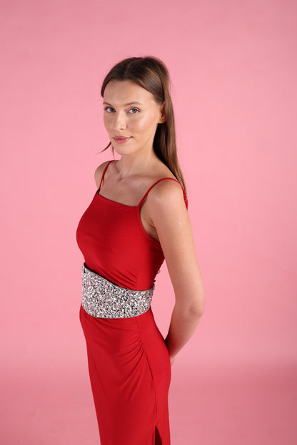 Wide Crystal Embellished Party Belt