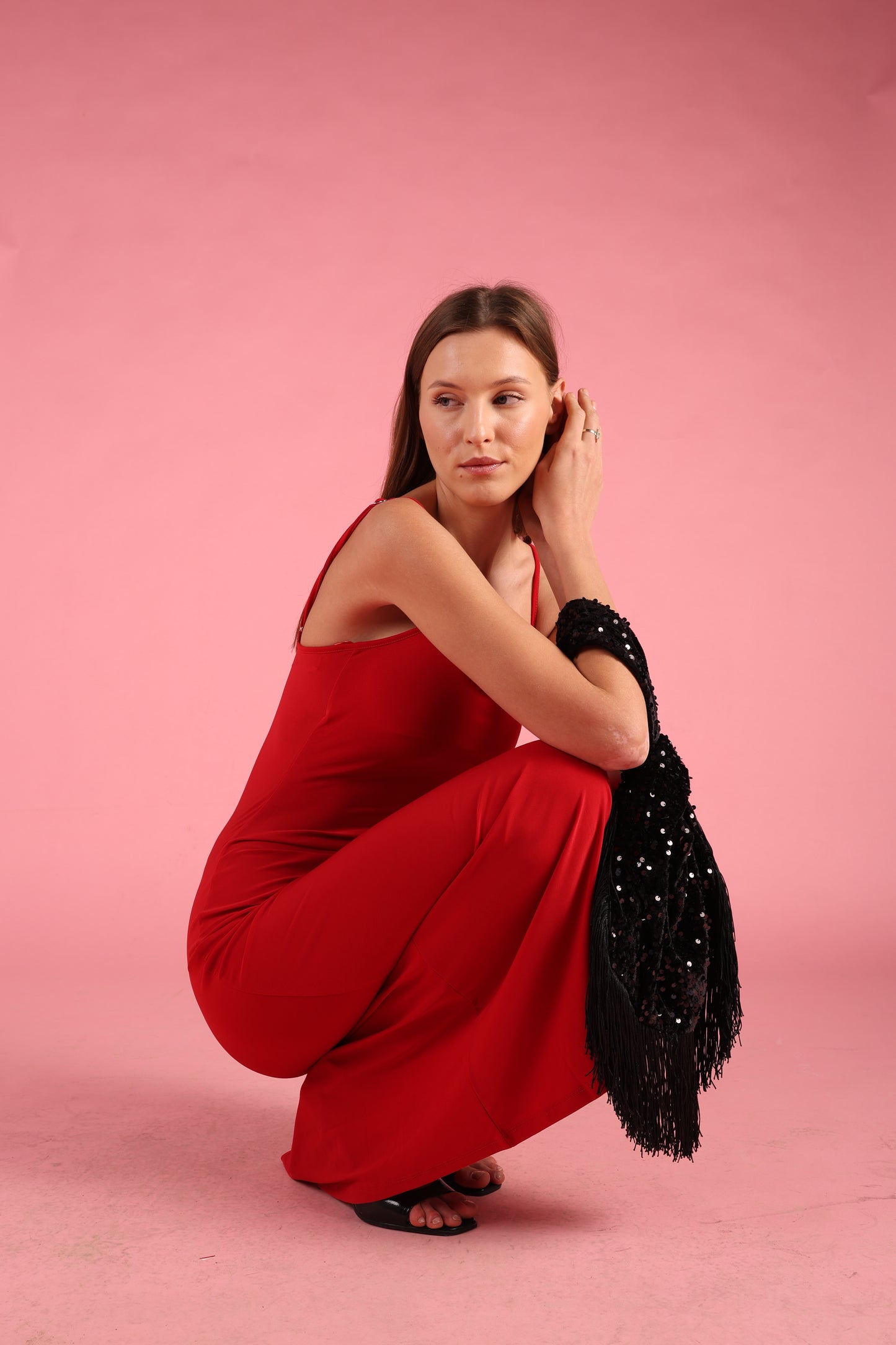 Statement Black Sequin fringe Bag