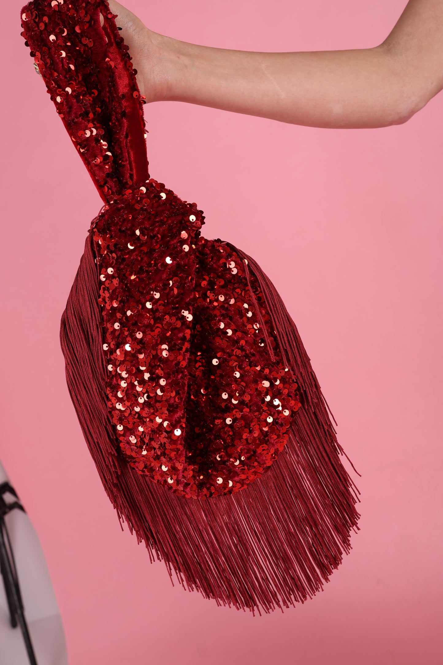 Statement Red Sequin Fringe Bag