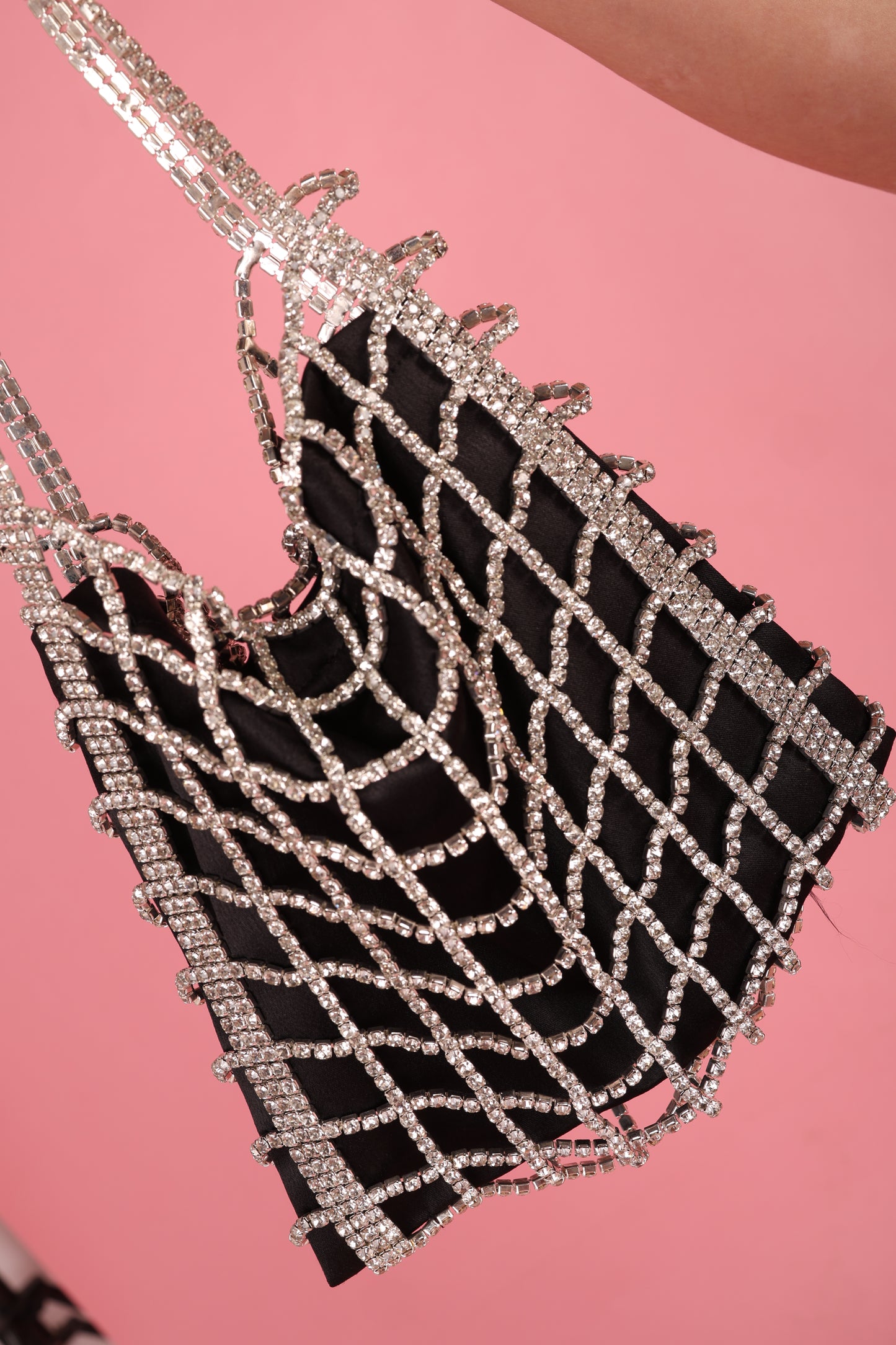 Rhinestone Lattice Evening Mini Bag