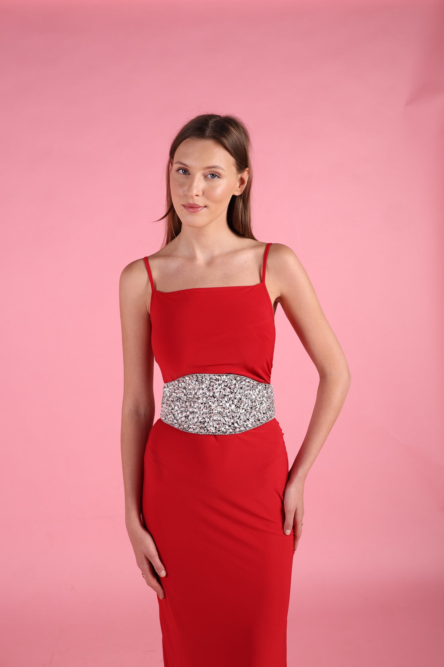 Wide Crystal Embellished Party Belt