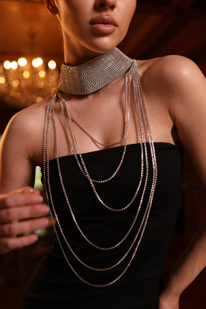 Crystal Drape Choker Necklace