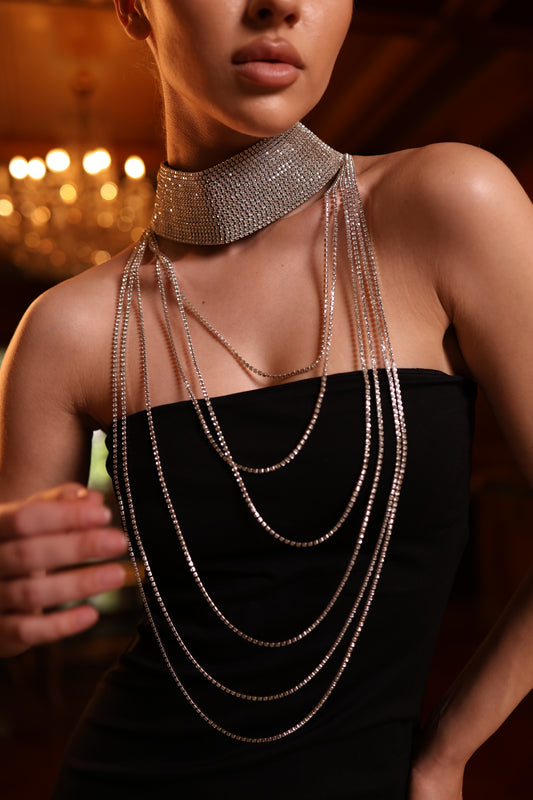 Crystal Drape Choker Necklace