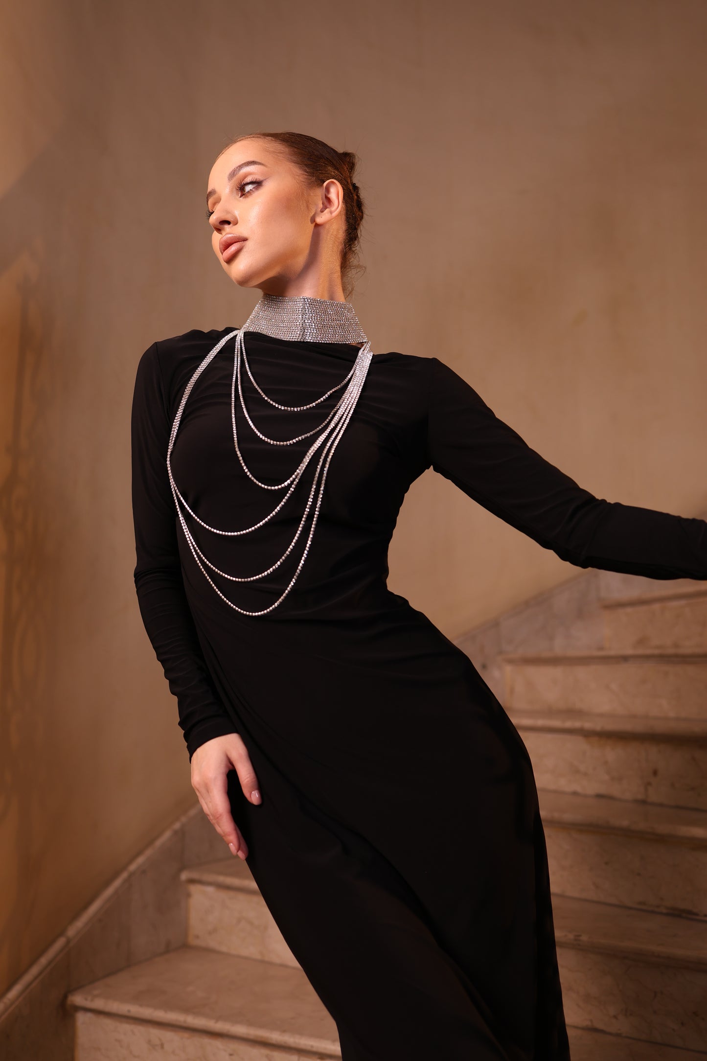 Crystal Drape Choker Necklace