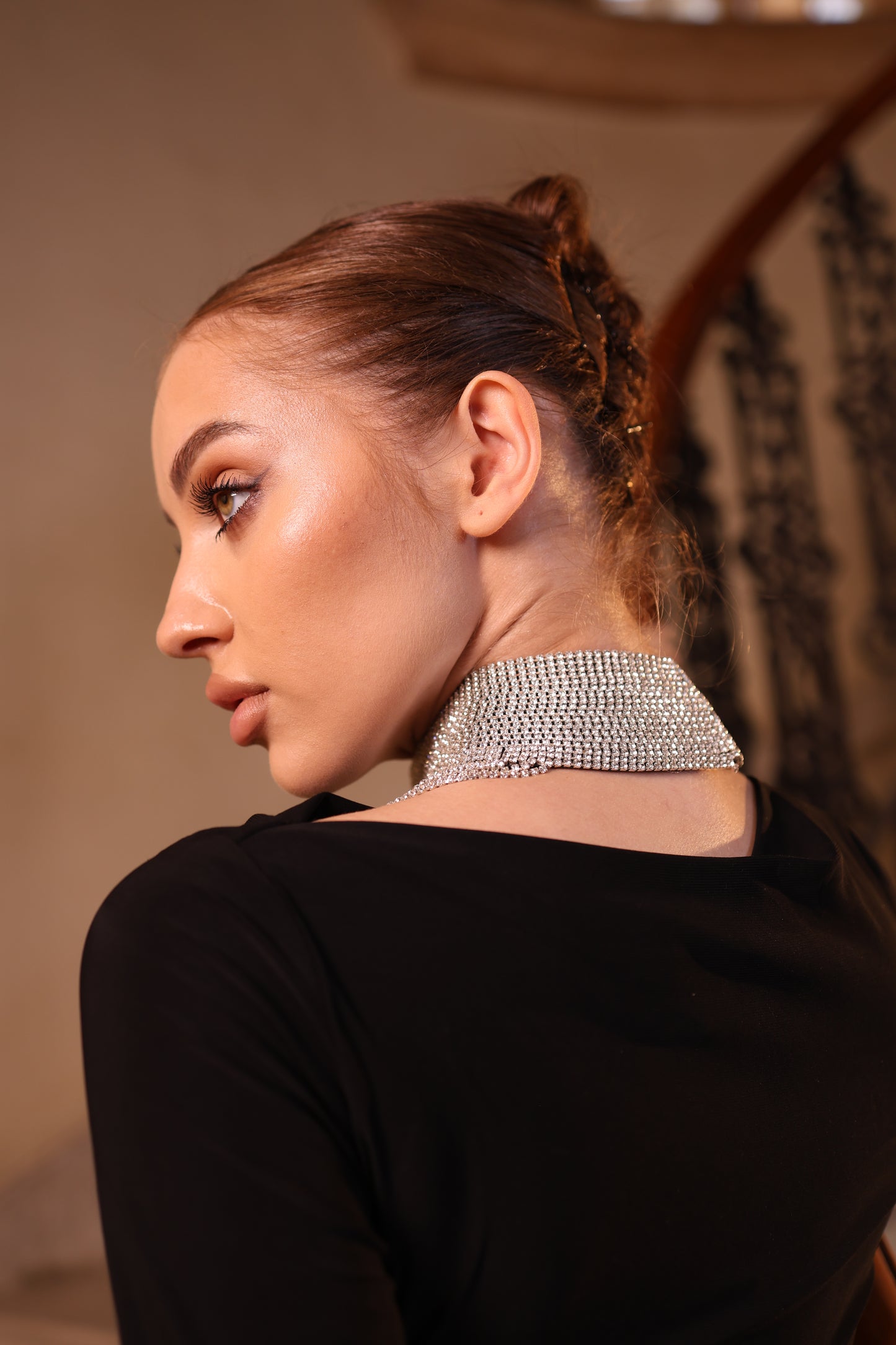 Crystal Drape Choker Necklace