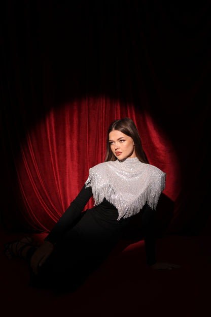 Silver Diamond -Dust Fringe Cape