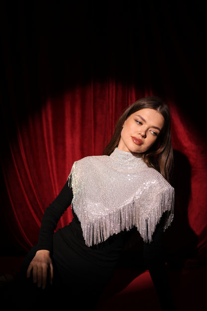 Silver Diamond -Dust Fringe Cape