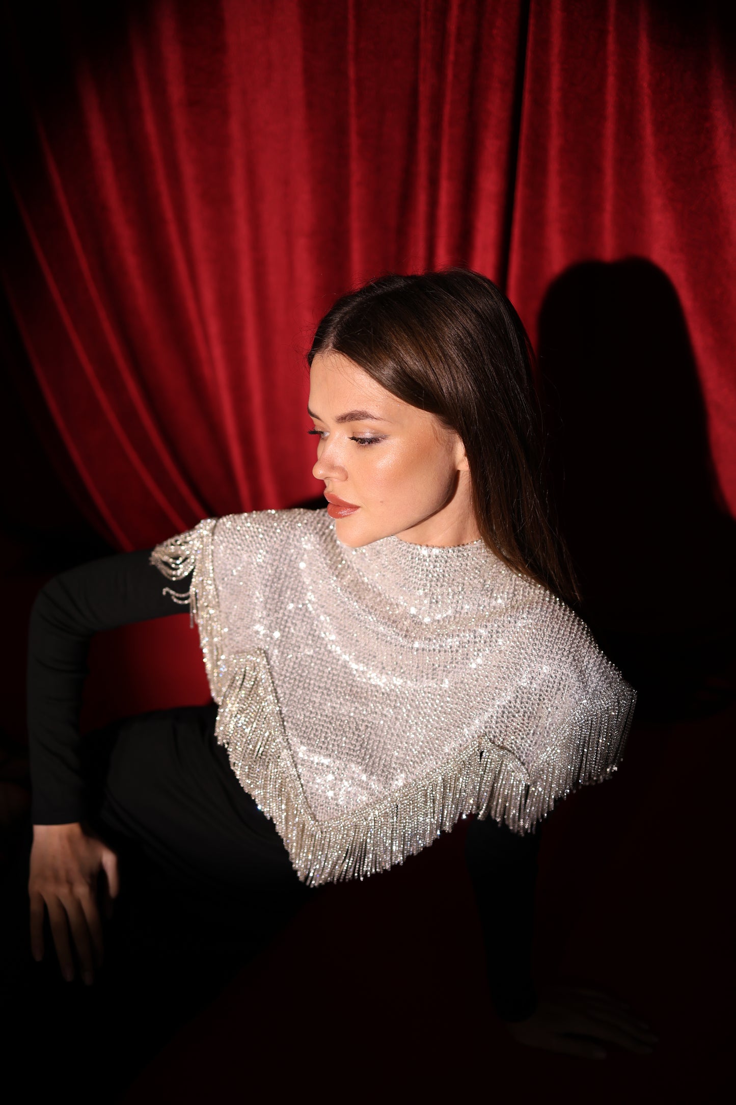 Silver Diamond -Dust Fringe Cape