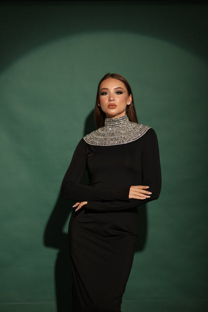 Crystal High-Neck Collar Cape-PreOrder