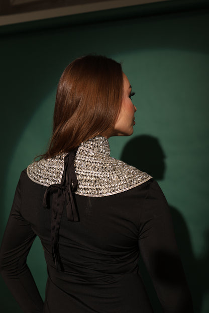 Crystal High-Neck Collar Cape-PreOrder
