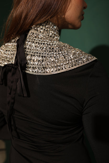 Crystal High-Neck Collar Cape-PreOrder
