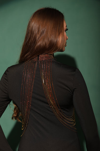 Burgundy choker body chain