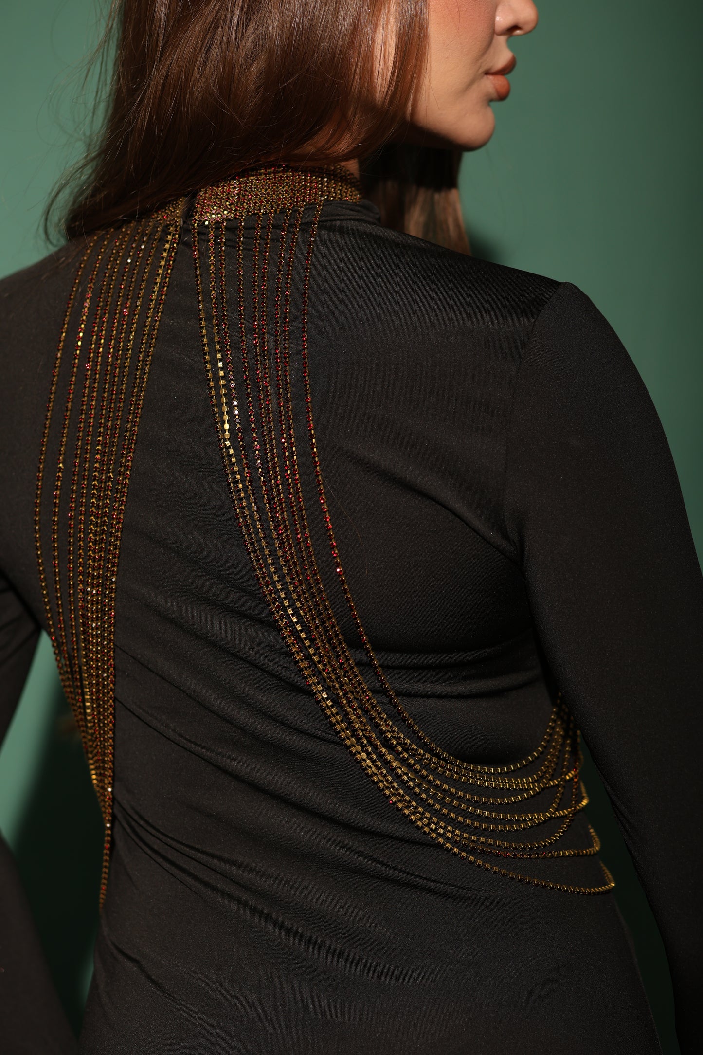 Burgundy choker body chain