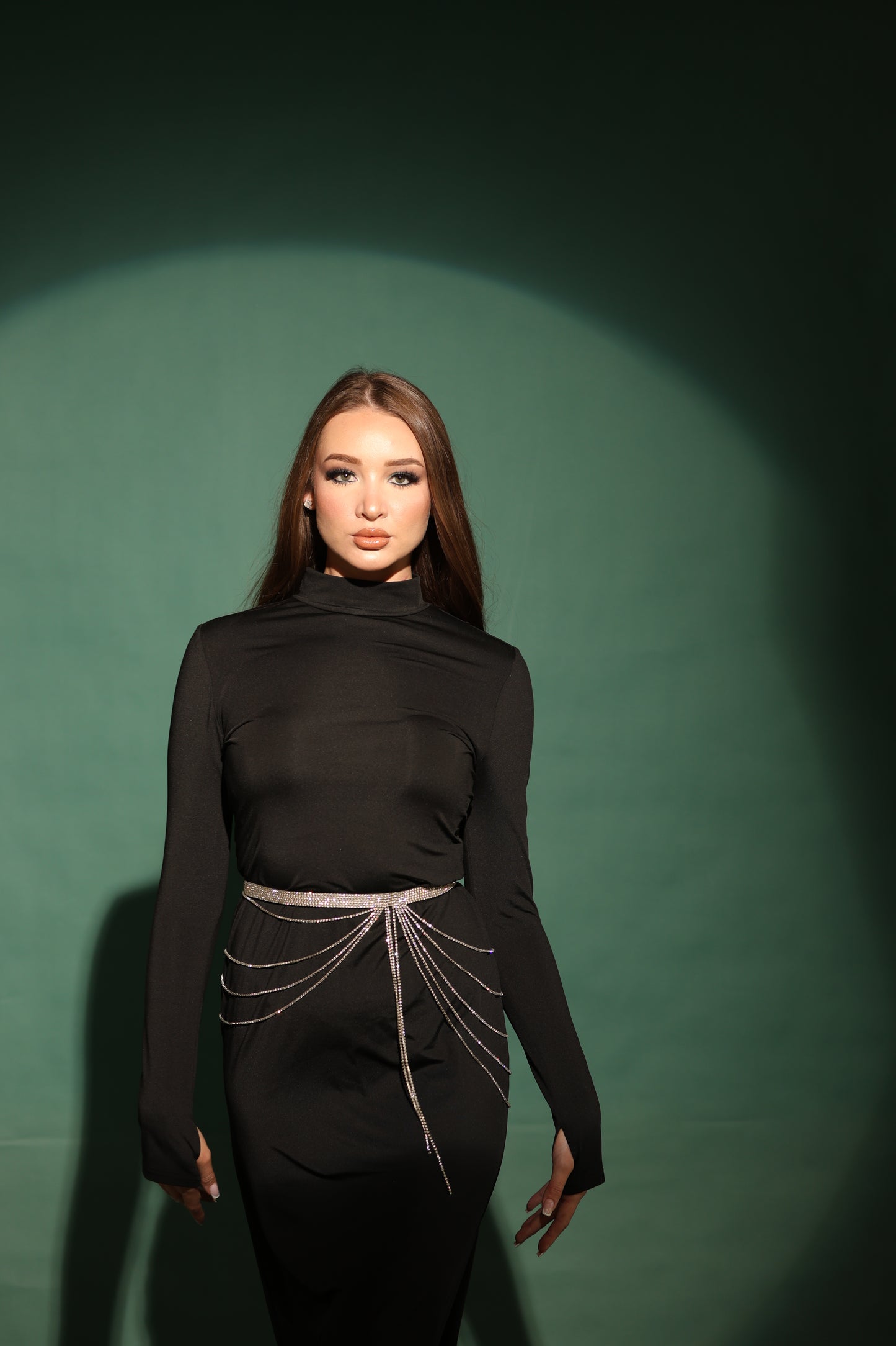 Draped crystals waist belt