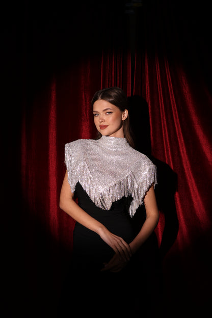 Silver Diamond -Dust Fringe Cape