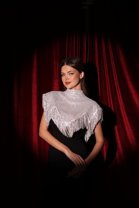 Silver Diamond -Dust Fringe Cape