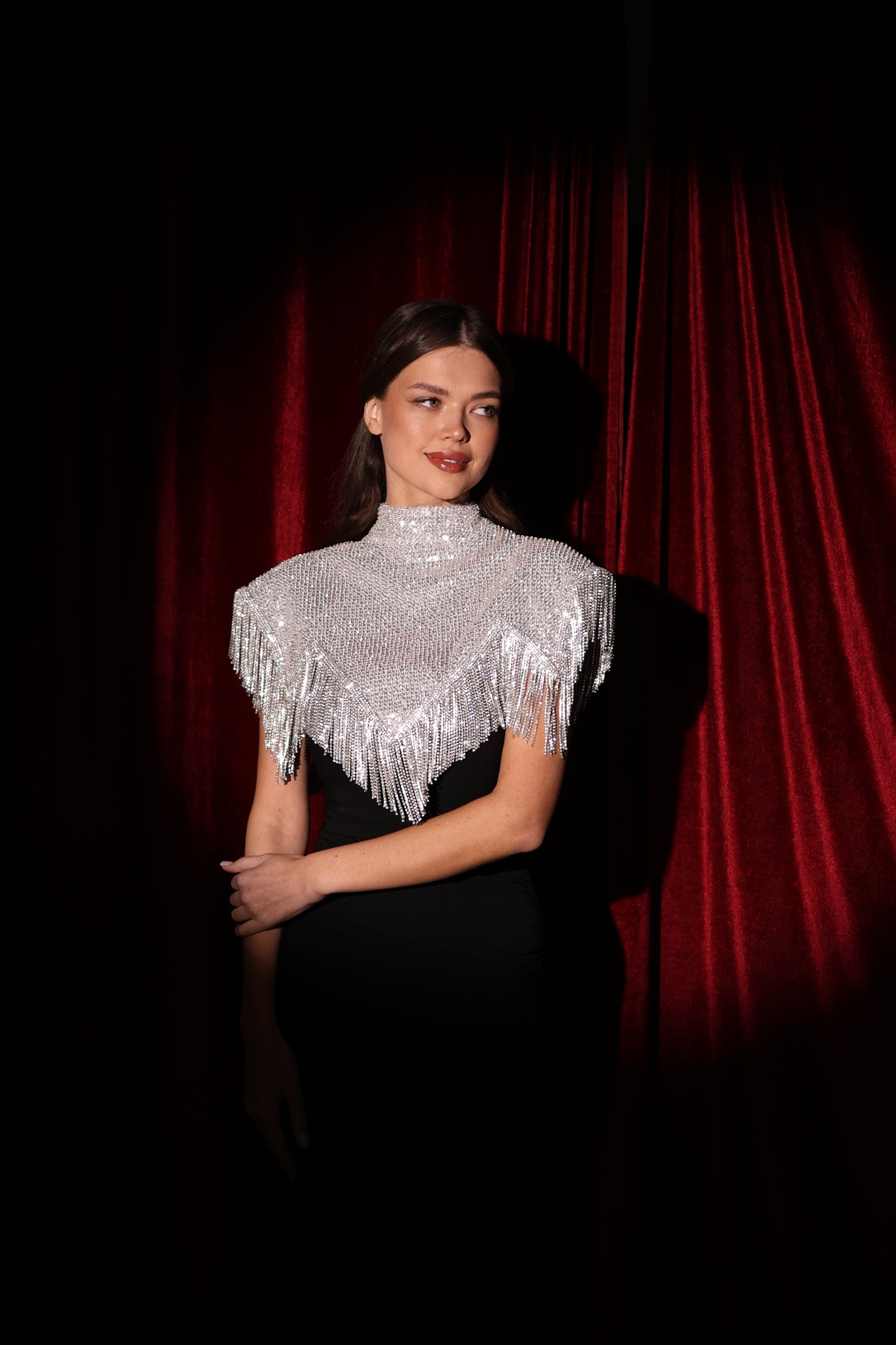 Silver Diamond -Dust Fringe Cape