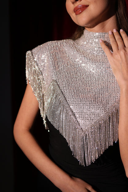 Silver Diamond -Dust Fringe Cape