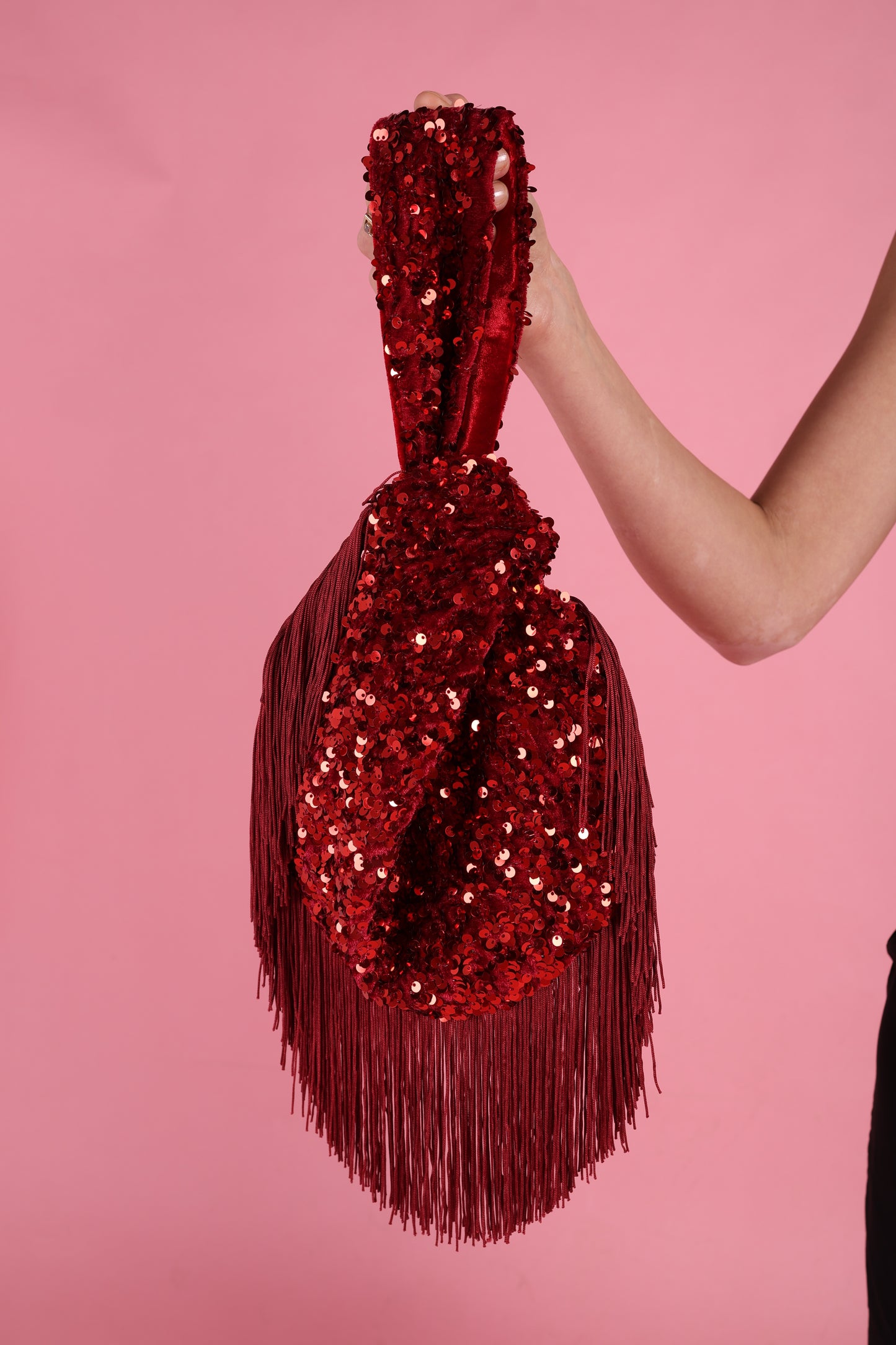 Statement Red Sequin Fringe Bag
