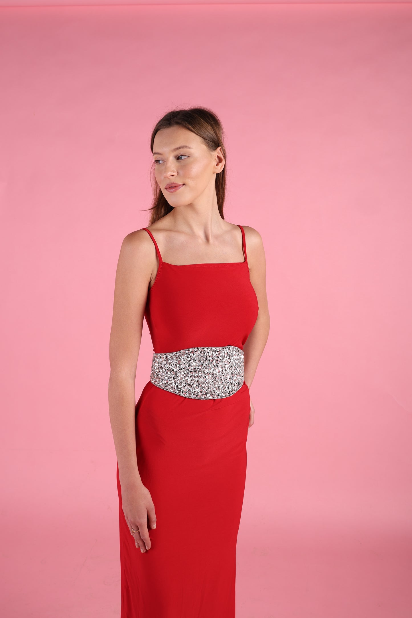 Wide Crystal Embellished Party Belt