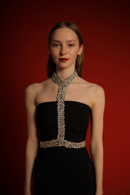 Silver Hand-beaded Choker-belt