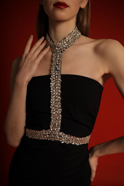 Silver Hand-beaded Choker-belt