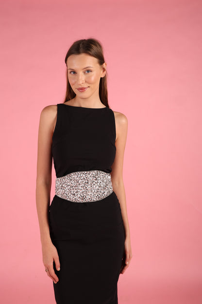 Wide Crystal Embellished Party Belt