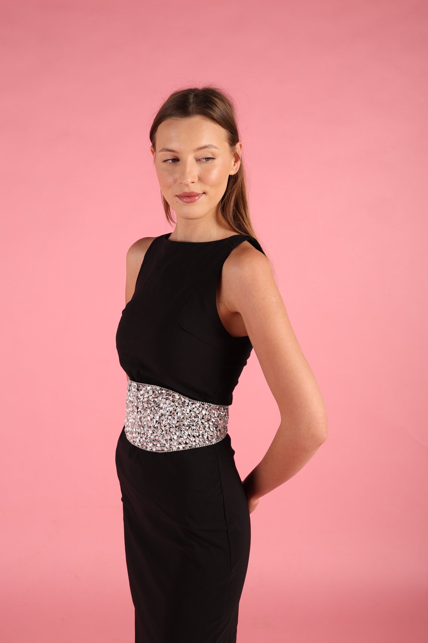 Wide Crystal Embellished Party Belt