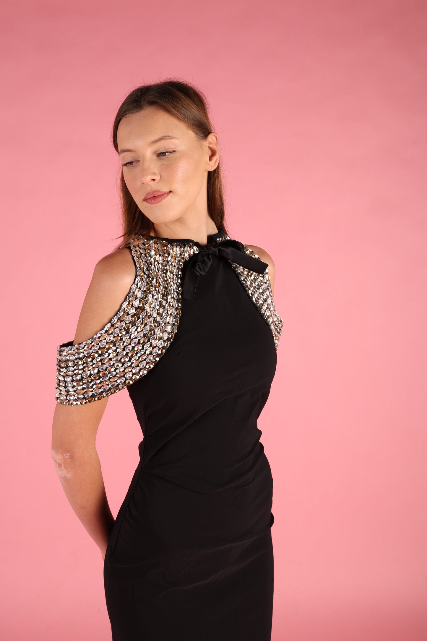 Gold and Silver Crystal Shoulder Piece