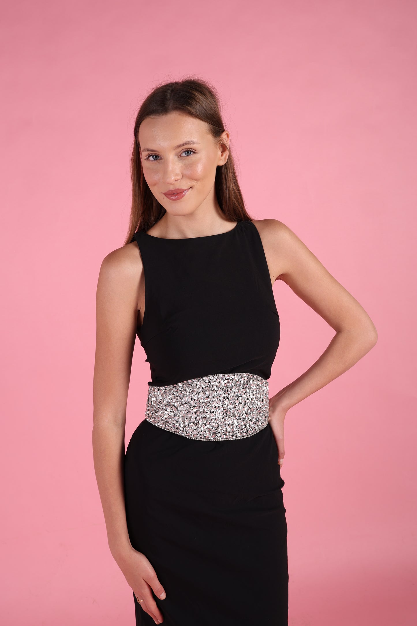 Wide Crystal Embellished Party Belt