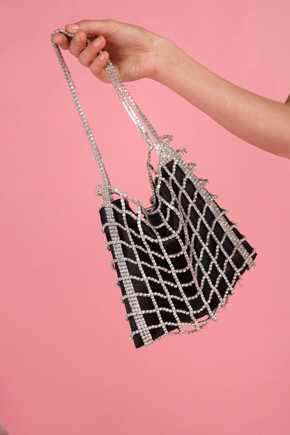 Rhinestone Lattice Evening Mini Bag