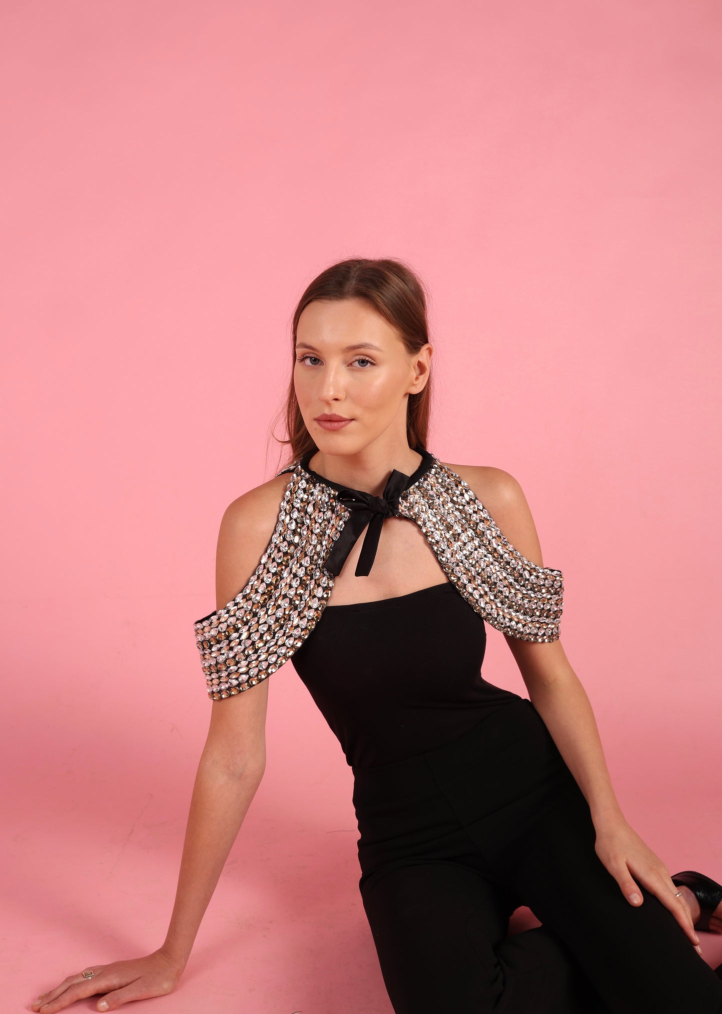 Gold and Silver Crystal Shoulder Piece