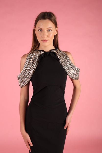 Gold and Silver Crystal Shoulder Piece