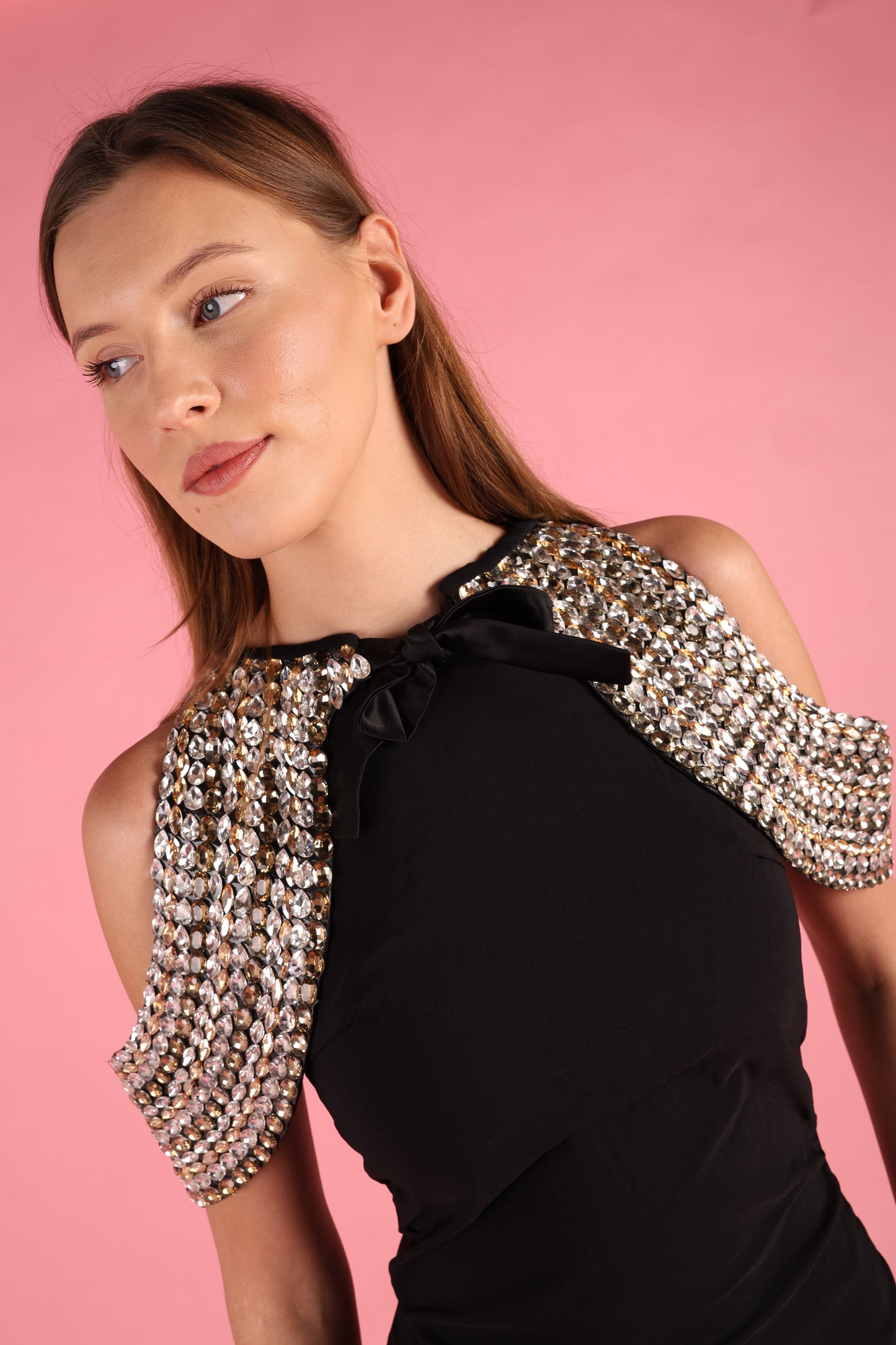 Gold and Silver Crystal Shoulder Piece