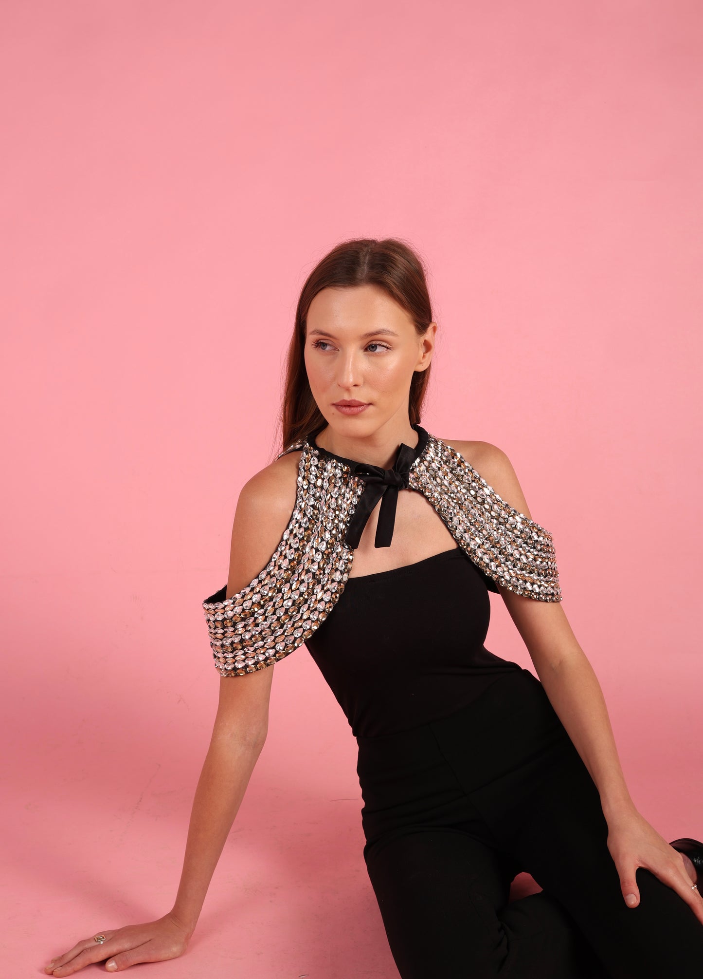 Gold and Silver Crystal Shoulder Piece