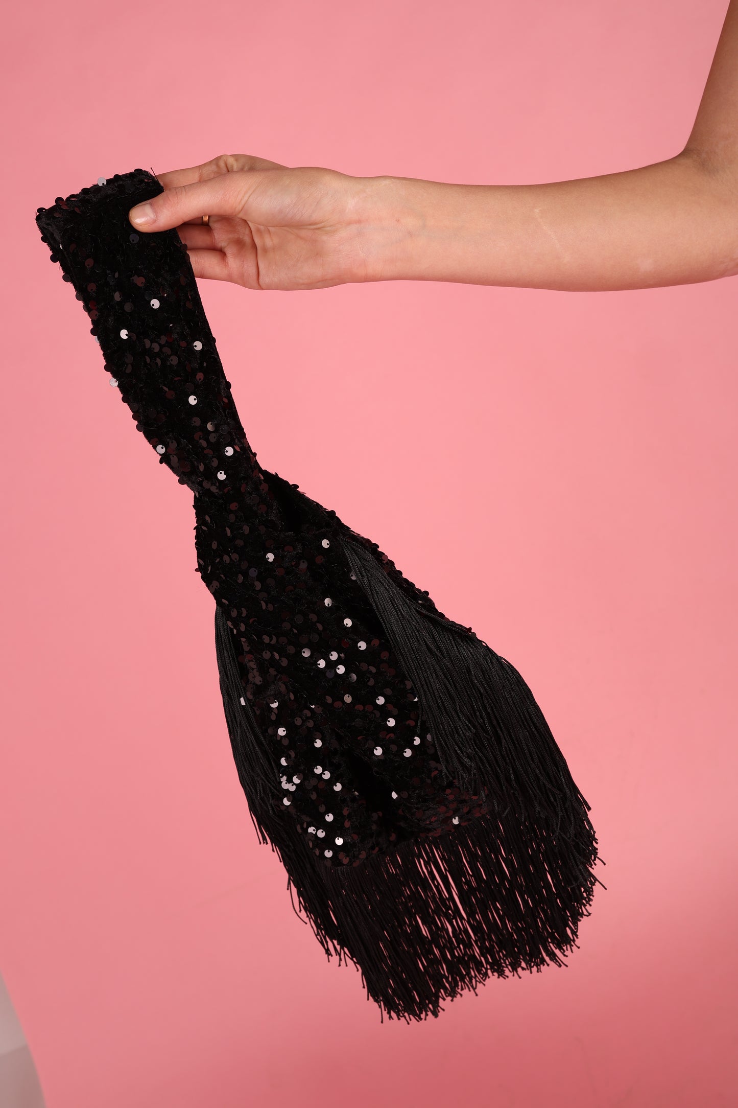 Statement Black Sequin fringe Bag