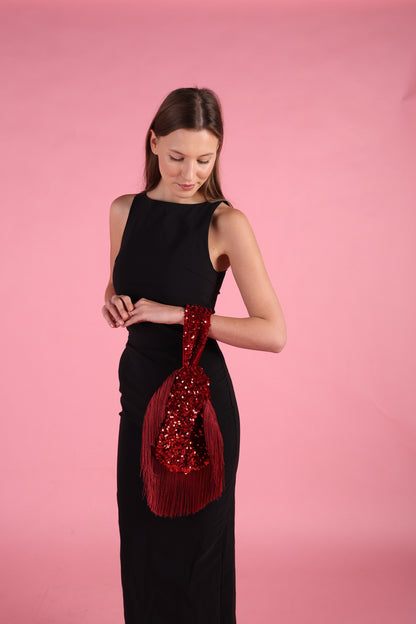 Statement Red Sequin Fringe Bag