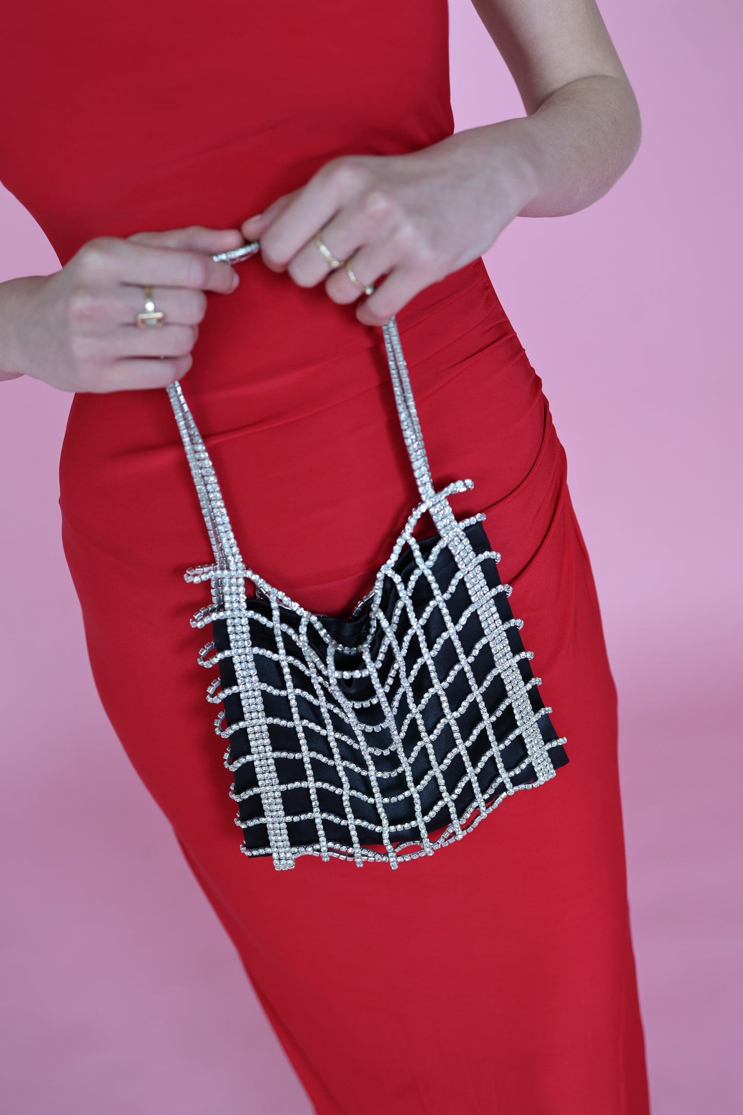 Rhinestone Lattice Evening Mini Bag