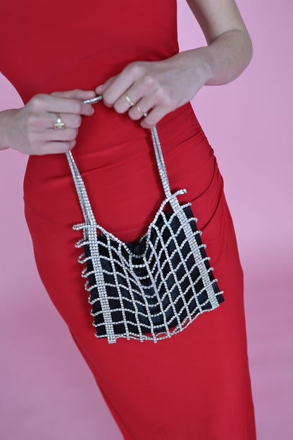 Rhinestone Lattice Evening Mini Bag