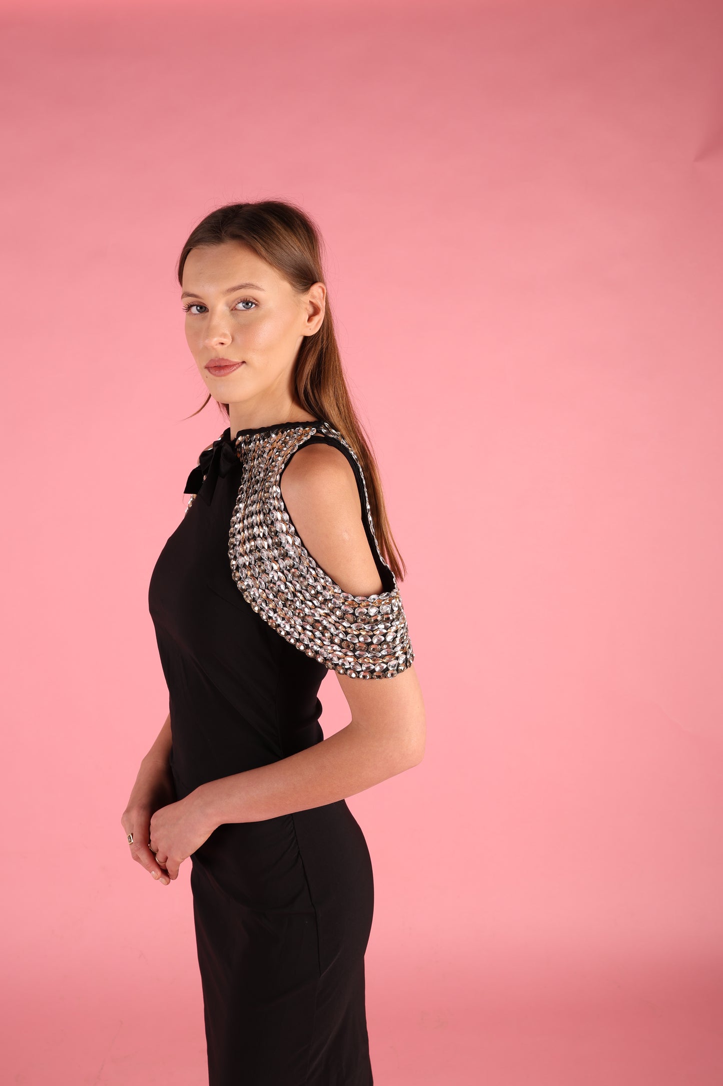 Gold and Silver Crystal Shoulder Piece