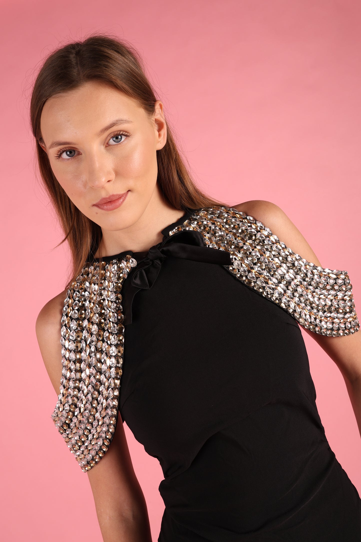 Gold and Silver Crystal Shoulder Piece