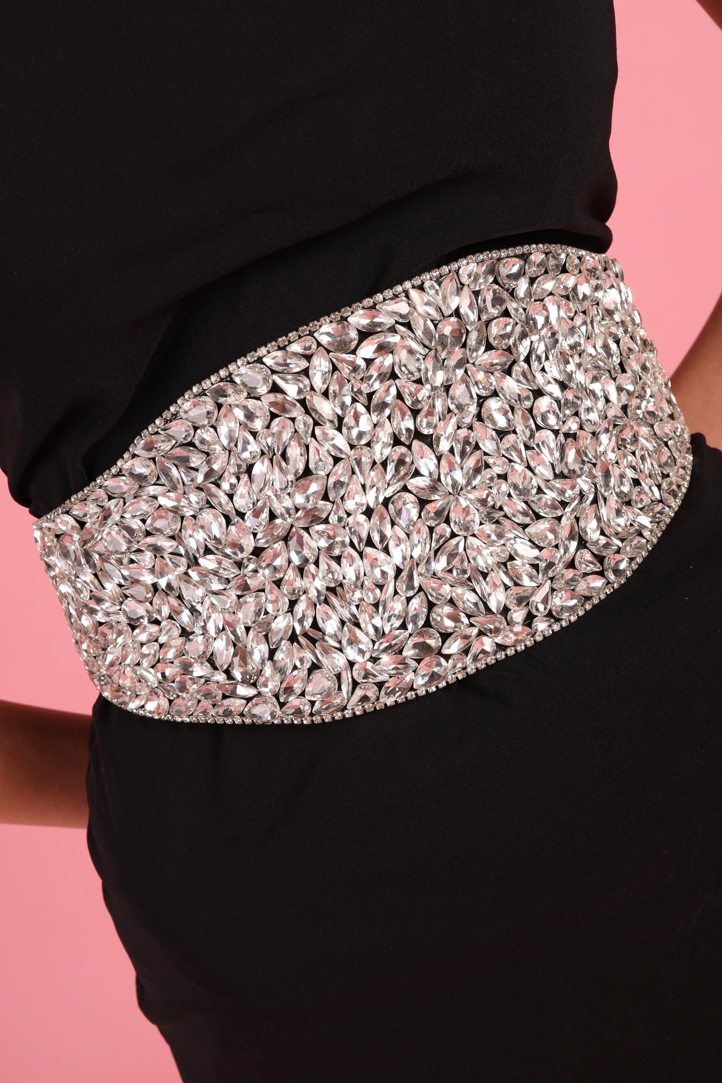 Wide Crystal Embellished Party Belt