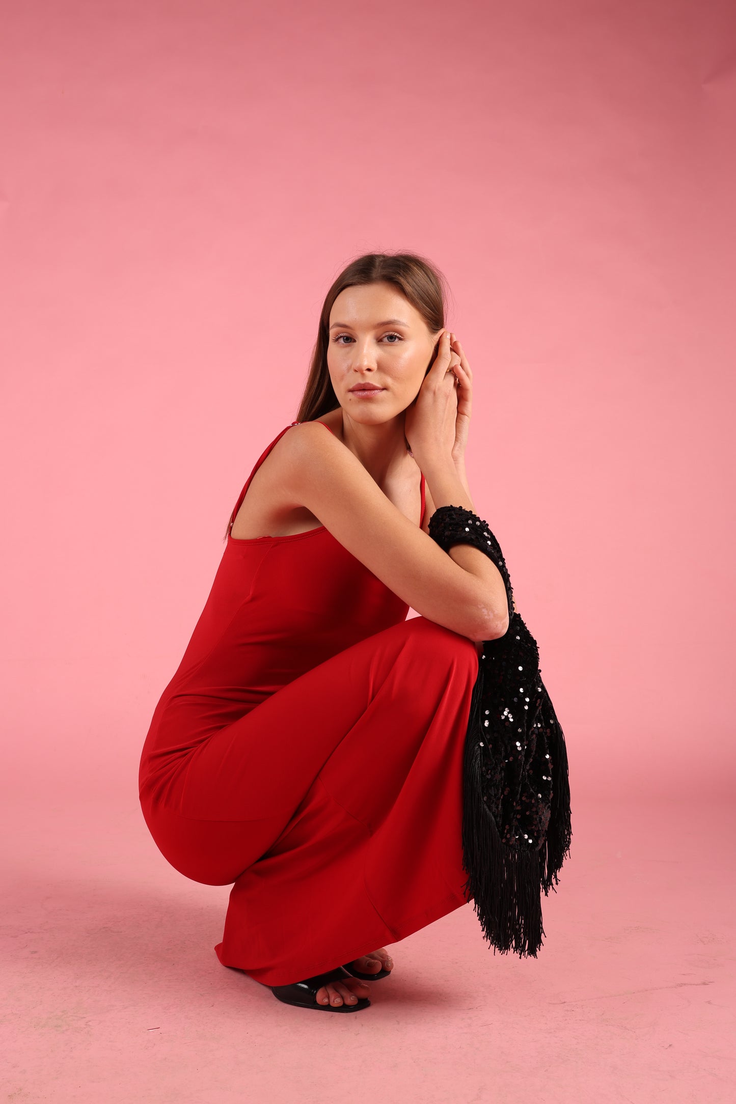 Statement Black Sequin fringe Bag