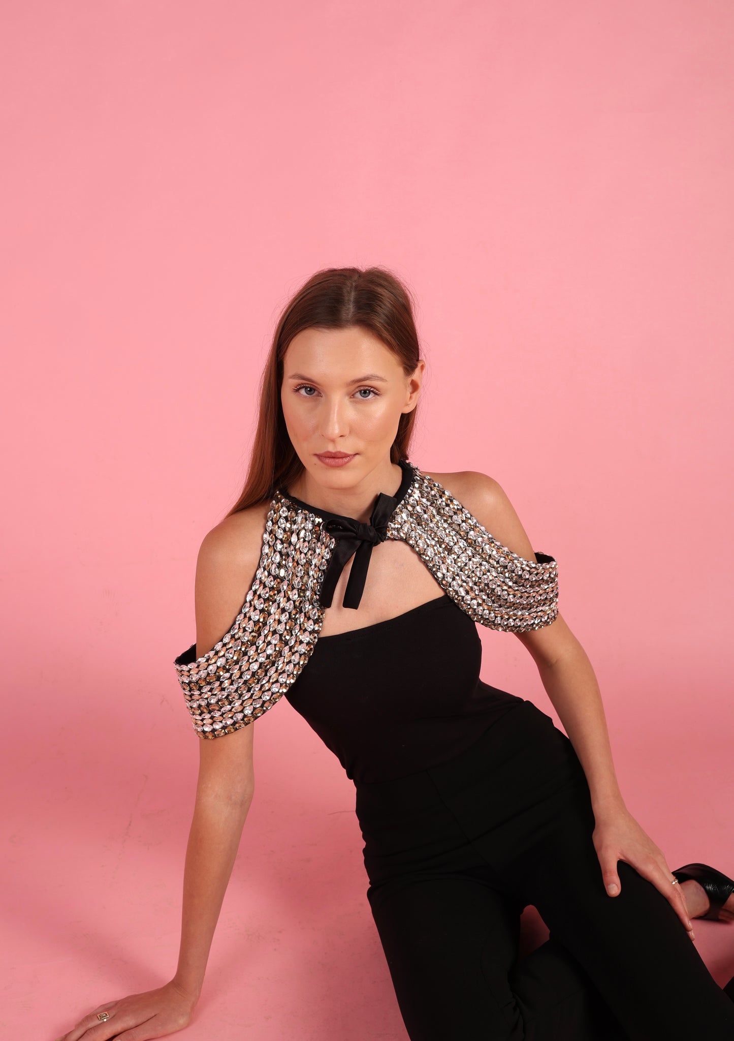 Gold and Silver Crystal Shoulder Piece