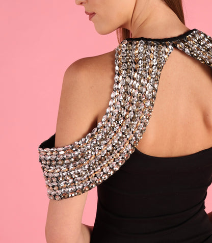 Gold and Silver Crystal Shoulder Piece