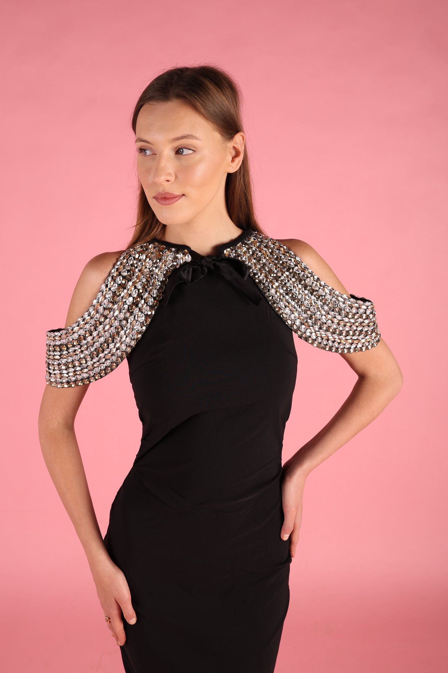 Gold and Silver Crystal Shoulder Piece